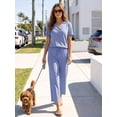thumbnail image 5 of MOYIKO 2 Piece Sets for Women Casual Summer Travel Vacation Outfits Short Sleeve Tops Wide Leg Pants with Pockets Lounge Sets, 5 of 7