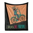 thumbnail image 1 of Geek Soft Flannel Fleece Throw Blanket, Words Dont Forget to Be and Hipster Owl Riding a Bike Pattern, Cozy Plush for Indoor and Outdoor Use, 70" x 90", Multicolor, by Ambesonne, 1 of 6