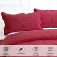 thumbnail image 2 of Beartech Solid Color Quilt Set KING Size Wine-colored Embroidery Bedspread Coverlet Microfiber Bedding Lightweight Reversible Set,Soft Bedding for All Seasons, 2 of 6