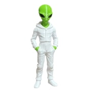fuxzkrlz Alien Wearing Hoodie Statue, 3D Printed Green Alien Figurine, Collectible Alien Sculpture, Sci-Fi Desktop Decoration Gift for Alien Lovers