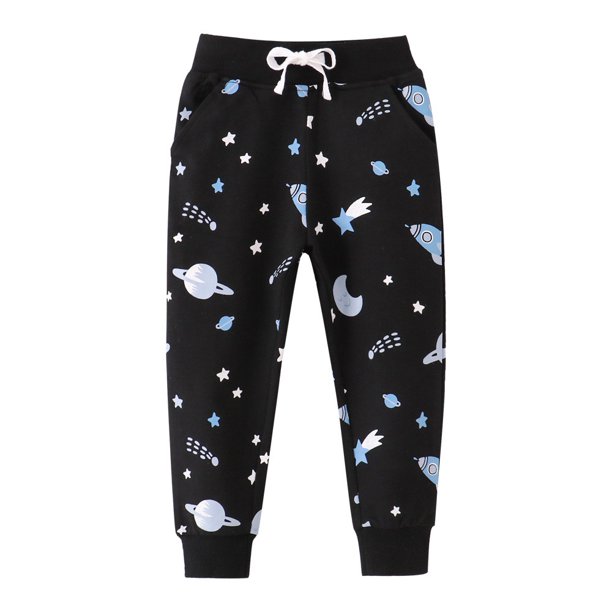 Odeerbi 2-8 Años Niños Algodón Pantalones de Chándal Impresión Lindo Workout Athletic Deportes Jogger Pantalones Primavera Joggers Bordado