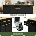 thumbnail image 5 of Uforic Kitchen Island with Drop Leaf & Wheels, Island Table with Trash Storage Cabinet, Black, 5 of 8