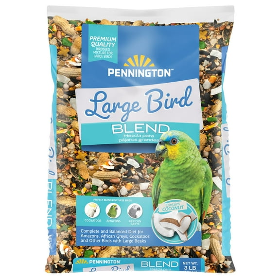 Pennington Large Bird Everyday Blend Bird Food for Parrots, Cockatoos; 3 lb. Bag