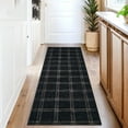thumbnail image 2 of Garvee 2'x6' Runner Rug Modern Striped Geometric Carpet, Washsble Plaid Rug Non Slip Stain Resistant Indoor Floor Mats for Hallway Bedroom Kitchen, Black, 2 of 8