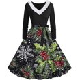 thumbnail image 1 of Robe Vintage Sans Manches à Col en V pour Femmes, Imprimé Arbre de Noël, Robe de Cocktail des Années 1950, 1 of 3