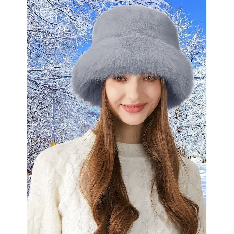 Women\'s Winter Faux Fur Fuzzy Warm Bucket Hat Anna-Kaci Comfy Faux Fur Fuzzy Bucket Hat Colorful Winter  main image 4