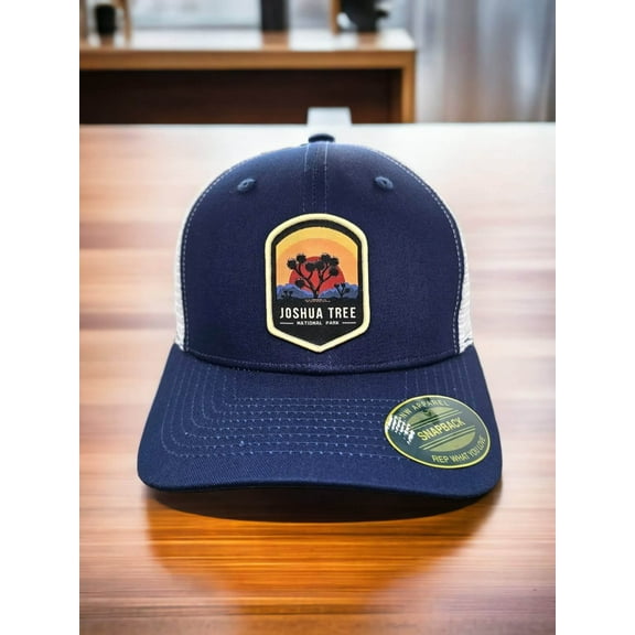 Joshua Tree Trucker Hat - Navy Blue on White Mesh
