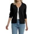 thumbnail image 4 of QUALFORT Women’s 100% Cotton Lightweight Button-Front Cardigan Sweater，v neck Long Sleeve Knit, 4 of 7