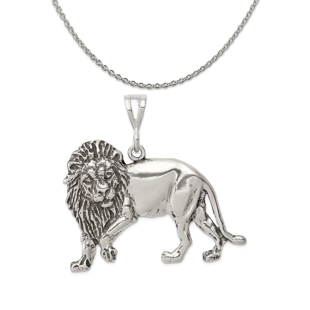 Lion Charm Sterling Silver Pendant 3d Big Cat Animal Leo