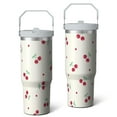 thumbnail image 2 of 1pc cherry 30oz Tumbler with Straw & Handle - Insulated Stainless Steel Cup | Holiday Gift for Man Women (Christmas, Valentine's, Birthday), 2 of 7