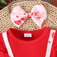 thumbnail image 5 of Valentine Outfit Baby Girl Long Sleeve Heart Print Romper Tutu Dress with Bow Headband Set Cute Baby Girl Outfit Outfit 6-12 Months, 5 of 9