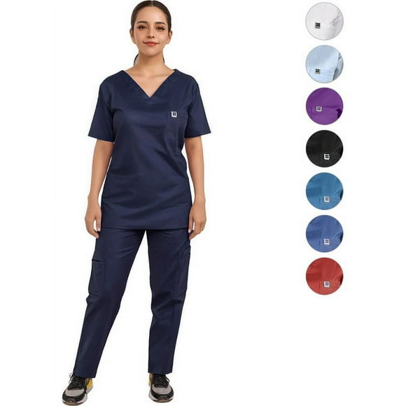 Uniforme Medico Pijama Quirurgica Mujer Recto Conjunto S Color Azul Marino