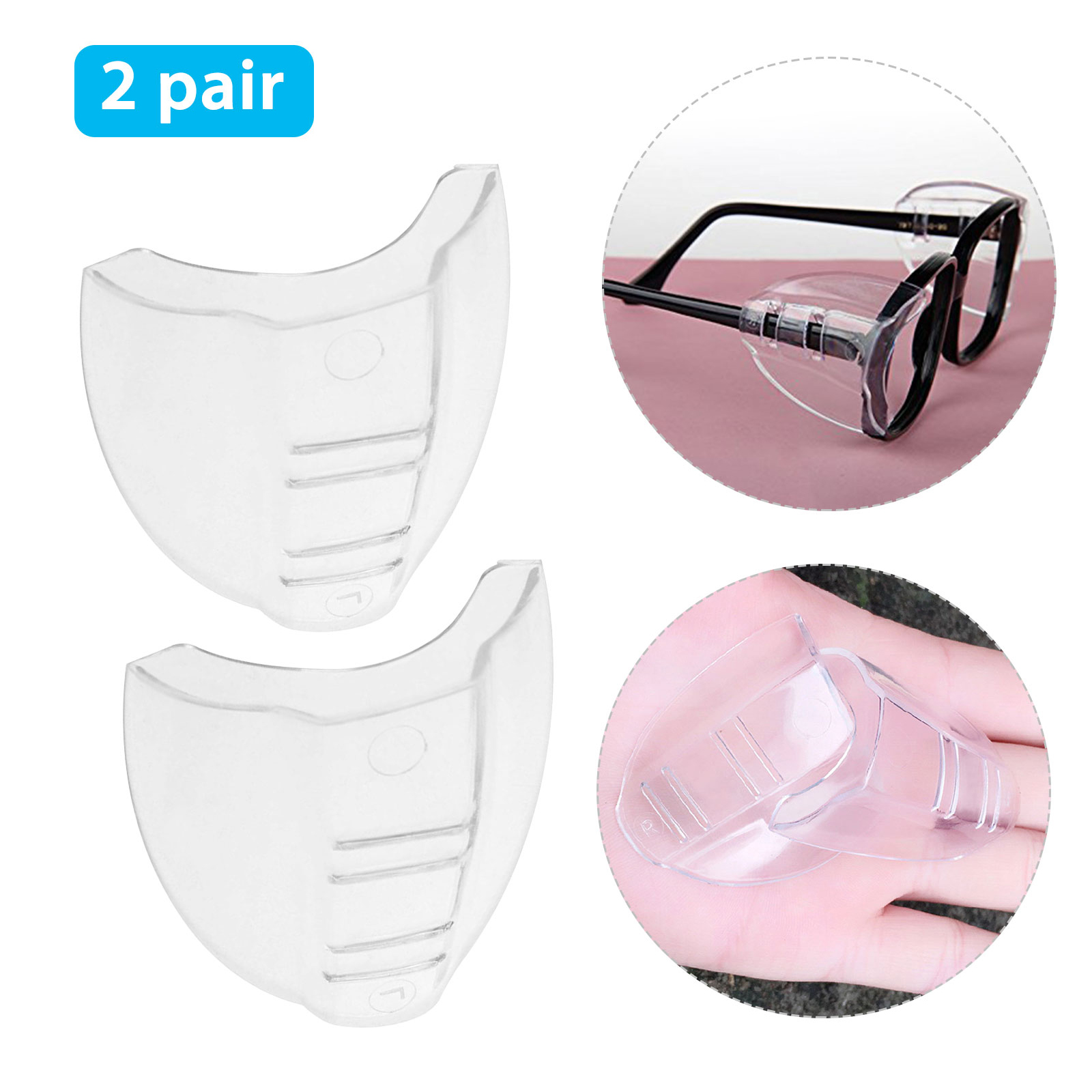 2Pair Professinal Safety Eye Glasses Side Shields Slip On Clear Side