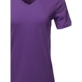 thumbnail image 4 of A2Y Women's Basic Solid Premium Cotton Short Sleeve V-neck T Shirt Tee Tops Dark Purple S, 4 of 6