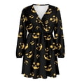 thumbnail image 4 of Yuyamidu Spooky Pumpkin Dress Fall A Line Dresses with Lantern Sleeve for Women Party Dress Size XL Halloween V Neck Midi Dress Casual High Waistline Dress Daily Wear Clothes, 4 of 7