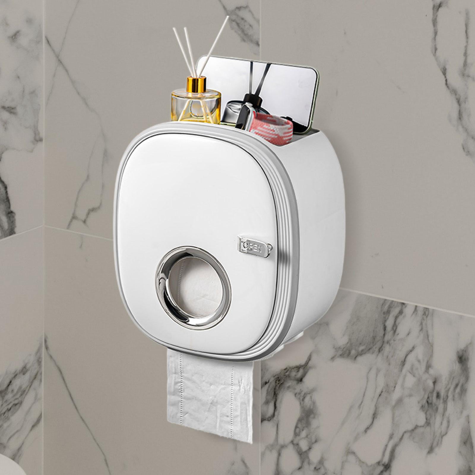 Fiocias Toilet Tissue Paper Holder Wall Mount Waterproof Large Modern Double Layer Phone A