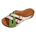 thumbnail image 5 of Rokment Orthopedic Wedge Dress Sandals for Women with Arch Support 2026 Summer Fashion Casual Color Block Buckles Platform Walking Beach Slip on Slides Shoes Green Size 8, 5 of 6