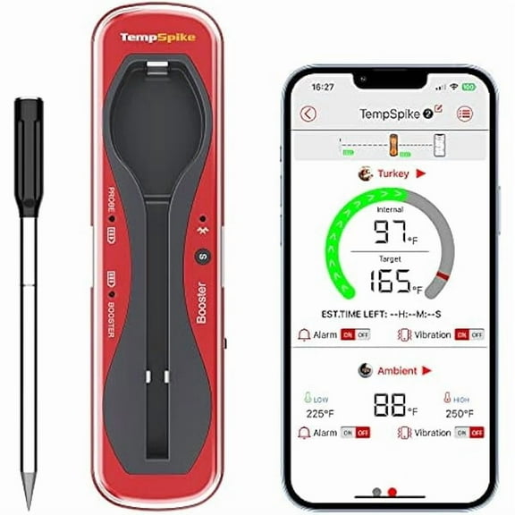 ZLC TempSpike Wireless Meat Thermometer for Grilling and Smoking, 500ft Bluetooth Meat Thermometer with Wireless Probe, Ideal for Sous Vide Smoker Rotisserie BBQ Oven Smoker