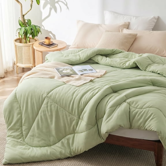 BDEUS 7 Pieces Comforter Set King,Bed in a Bag,All Seasons Bedding Sets with Comforter,Fitted Sheet,Flat Sheet,Pillowcases & Shames,Sage Green