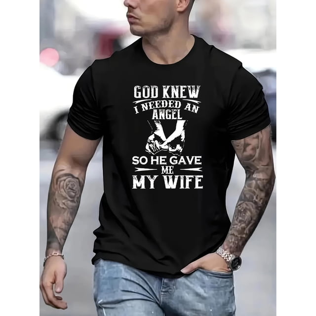 Camiseta con estampado "Dios me dio a mi esposa", camisetas para hombre, camisetas casuales de manga corta para verano, camisetas de ocio