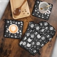 thumbnail image 5 of Bat Silhouette Halloween Pattern Kitchen Oven Mitt and Pot Holder Sets 4 Pcs for Baking, Cooking and Grilling, Heat Resistant Up To 392 °F, 5 of 7