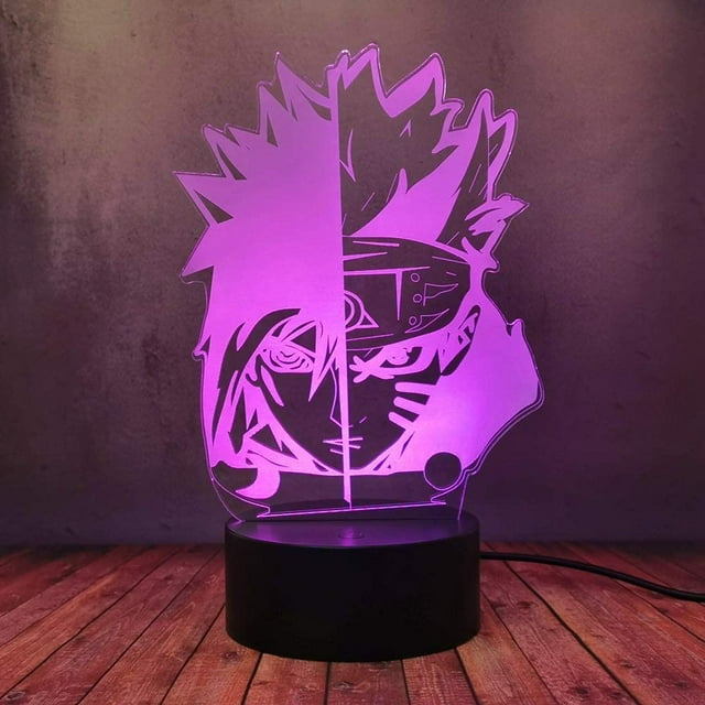 Lámpara 3D Itachi & Sasuke, lámpara de escritorio de 7 colores, luz nocturna 3D, lámpara de escritorio Uzumaki Uchiha Sasuke, decoración de dormitorio de anime japonés, regalo de cumpleaños Sincero Electrónica