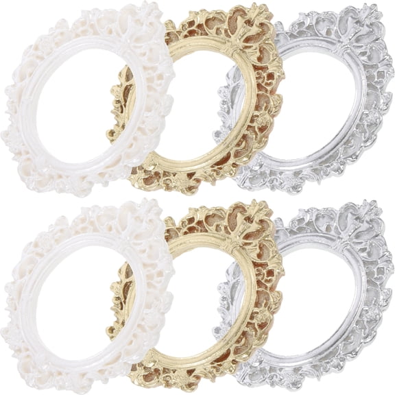 6 Pcs Resin Ornaments Frame Photo Miniatures Vintage Picture Frames