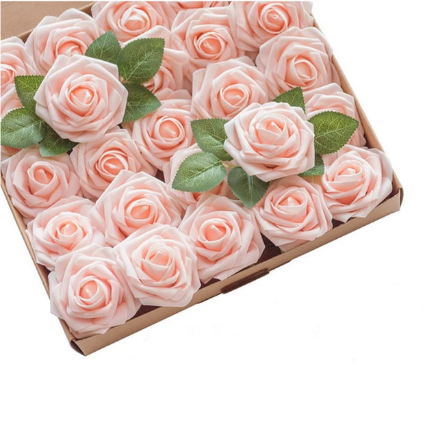 Ramo de Rosas Artificiales de Bajo Mantenimiento Bewildely Decoración Carne Rosa