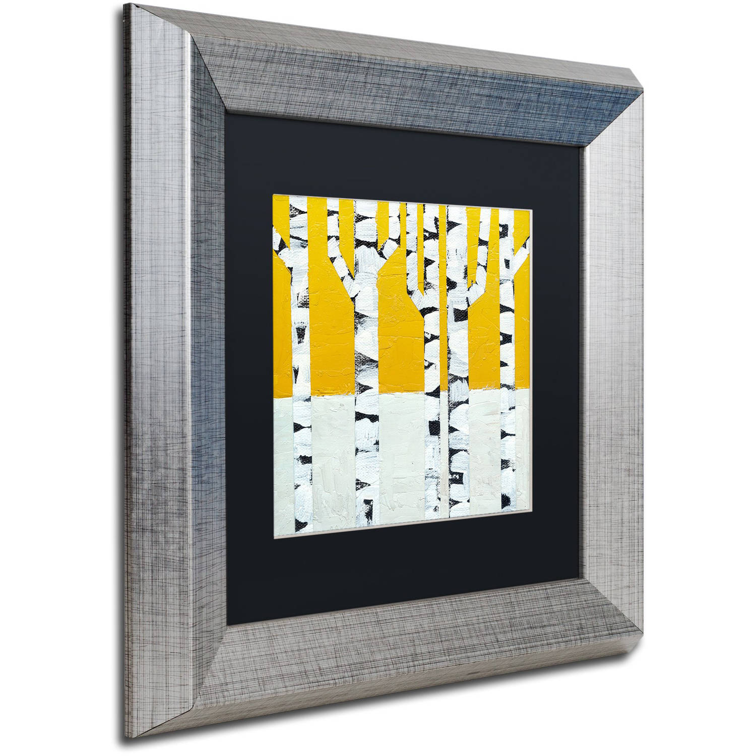 Trademark Fine Art "Seasonal Birches - Winter" Canvas Art by Michelle Calkins, Black Matte, Silver Frame