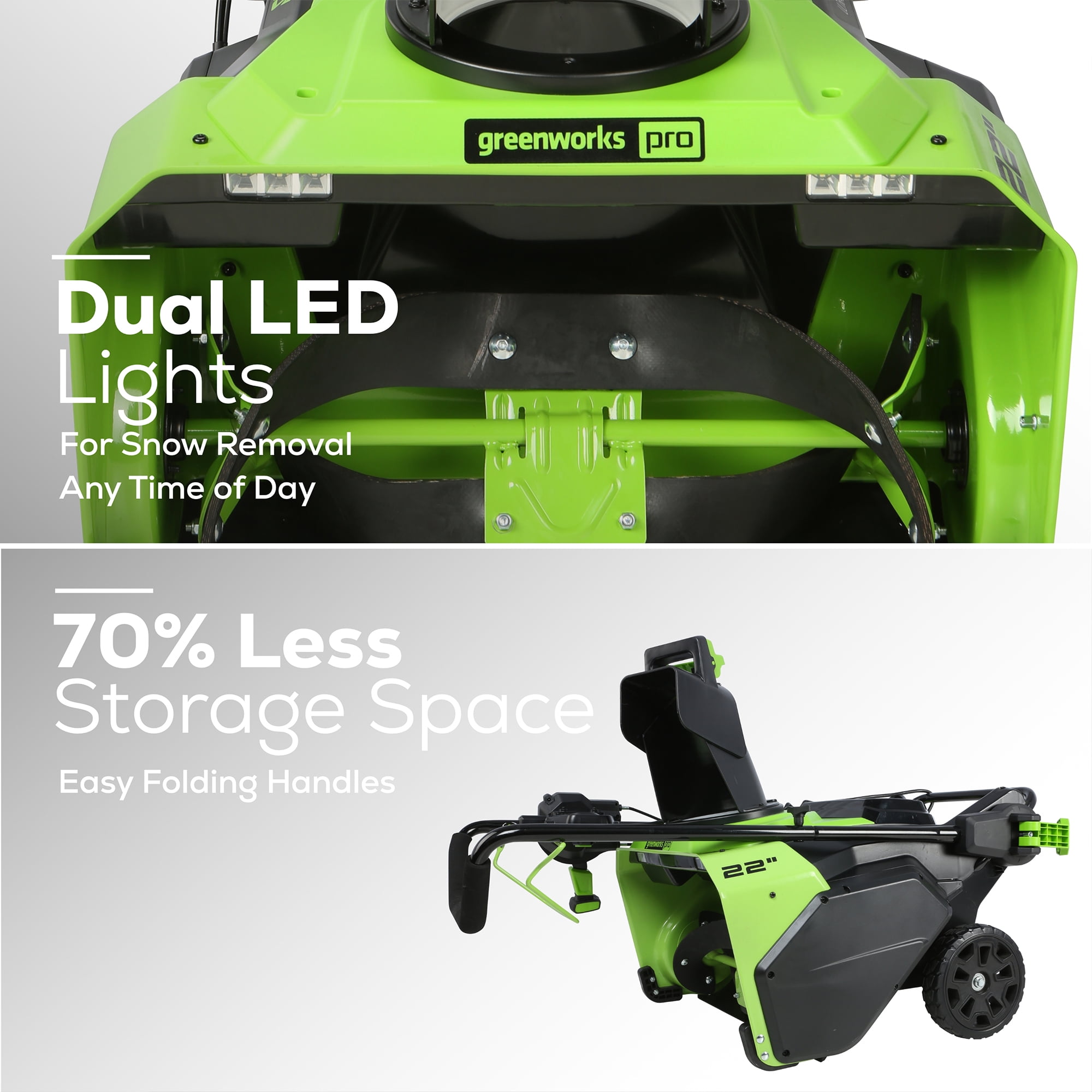 Greenworks 60V 22" Snow Blower Battery Powered Brushless Motor, Dual Batteries & Charger Included