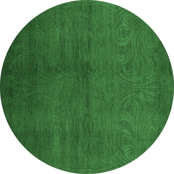 Ahgly Company Indoor Round Oriental Emerald Green Industrial Area Rugs, 3' Round