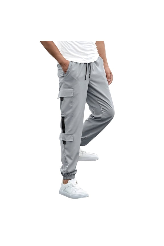 Men's Cargo Pants Mens Pocket Pants Kitchen Work for Men Fuzzy Big Foam Chef Work Loose Fit for Men Boy Stocking M Mens Spring And Autumn Fashion Casual Pure Grey M