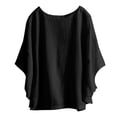 thumbnail image 4 of LEKODE Womens Summer Shirt Loose Dressy Casual Tops Plus Size Tops Breathable Shirts Vintage Tshirts Batwing Tops for Women Outfits Beach Vacation Clothes Black L, 4 of 6