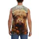 thumbnail image 4 of Fotbe Cute Floral Cow Men's Camiseta sin Mangas Estampada para Hombres, Playera Casual para Gimnasio, Entrenamiento, Playa-Large, 4 of 7