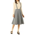 thumbnail image 2 of INSPIRE CHIC Women's Tartan Plaid Suspender Skirt Vintage High Waist A-Line Midi Overall Dress M Grey, 2 of 6