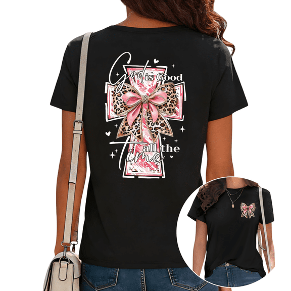 UNISHE Women's Scripture Graphic T-Shirt Living Proof Loving God Religious Tee Casual Tops Black, S