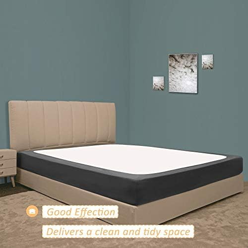 Stretch Jersey Box Spring Cover Wrap Around, Bed Skirt Alternative, Ultra Soft & Wrinkle Resistant, Full/Full XL, Dark Gray