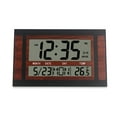 thumbnail image 1 of Kenally Reloj de pared digital LCD Número de pantalla grande Calendario Alarma Relojes de escritorio Termómetro de campana silenciosa para Artesanía Grano de madera oscura, 1 of 6
