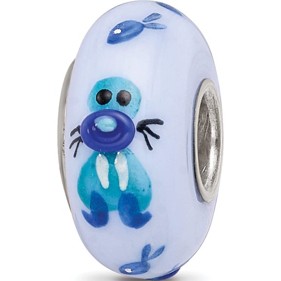 Sterling Silver Reflections Hand Painted Walrus, Purple Glass Bead (14.6 X 7.45) Made In United States qrs4002