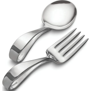 Loop fork and spoon baby set in sterling silver.
