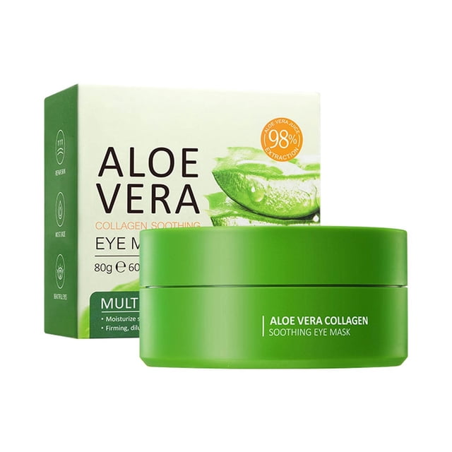 hnowkn Masque pour les Yeux à l'Aloe Vera - 60 Pcs Patchs sous les Yeux à l'Aloe Vera - Patchs sous les Yeux pour le Traitement des Cernes, des Poches et des Cernes, Réduit les Rides et les Ridules, Améliore et Raffermit la Peau des Yeux