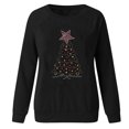 thumbnail image 2 of Hauts de Noël en Solde Tendance Femmes Décontracté Col Rond Noël Strass Manches Longues T-Shirt Noir TTG, 2 of 4
