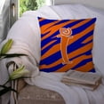 thumbnail image 3 of Letter I Initial Tiger Stripe Blue and Orange Fabric Decorative Pillow, 3 of 4