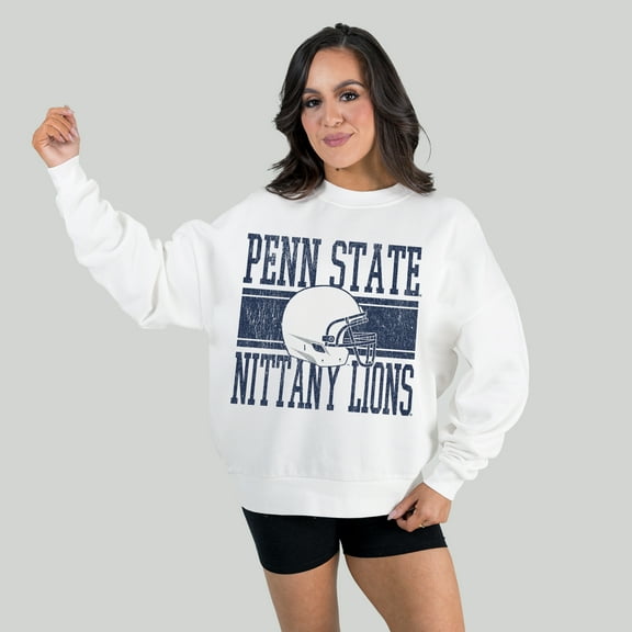 Women's Gameday Couture White Penn State Nittany Lions Fair Catch Pullover Sweatshirt