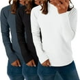thumbnail image 3 of Comdrip Women Fall Clothes, 3 Pack Long Sleeve Shirts for Women Women's Fashion Casual Soft Basic Tee Tops Fall Outfit Clothes Mock Turtleneck for Women Green M, 3 of 5