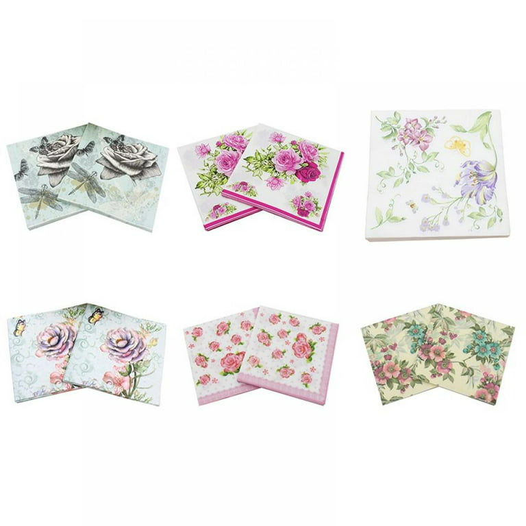 Wrapables® Floral 2 Ply Paper Napkins (40 Count) for Wedding, Dinner Party,  Tea Party, Decorative Decoupage