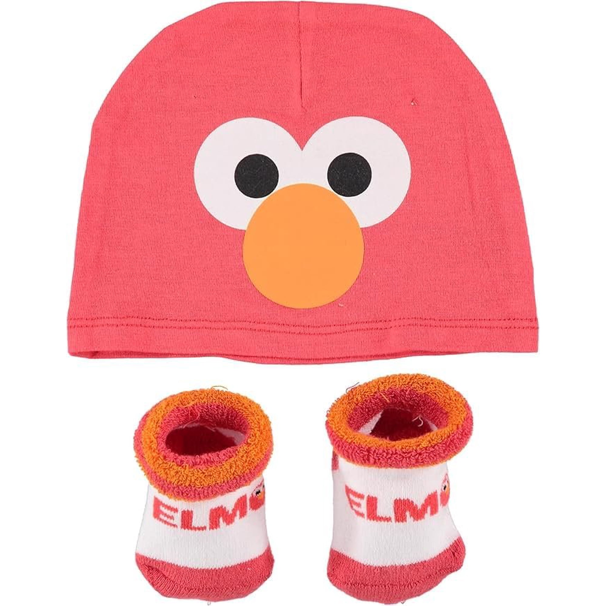 Happy Threads Elmo Baby Boys Cap and Bootie Set - Sesame Street Baby Gift Set with Baby Hat and Baby Socks 0-12 Months