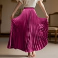 thumbnail image 5 of Women’s High Waist Pleated Maxi Skirt Elegant A Line Long Skirt Flowy Lightweight Skirt for Casual and Formal Wear Purple S, 5 of 8