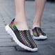 thumbnail image 2 of XIHAHA, zapatos planos informales para mujer, zapatos tejidos, suela suave, zapatos sin cordones, cómodos mocasines con entramado Colorblock, 2 of 5
