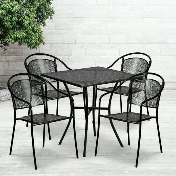 Indoor Outdoor Steel Patio Table, Flash Furniture Glass Patio Table